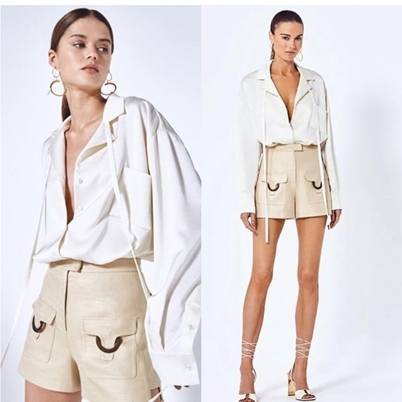 Alexis Short Fio High Waisted Wide Leg in Natural Cream - Picture 1 of 5